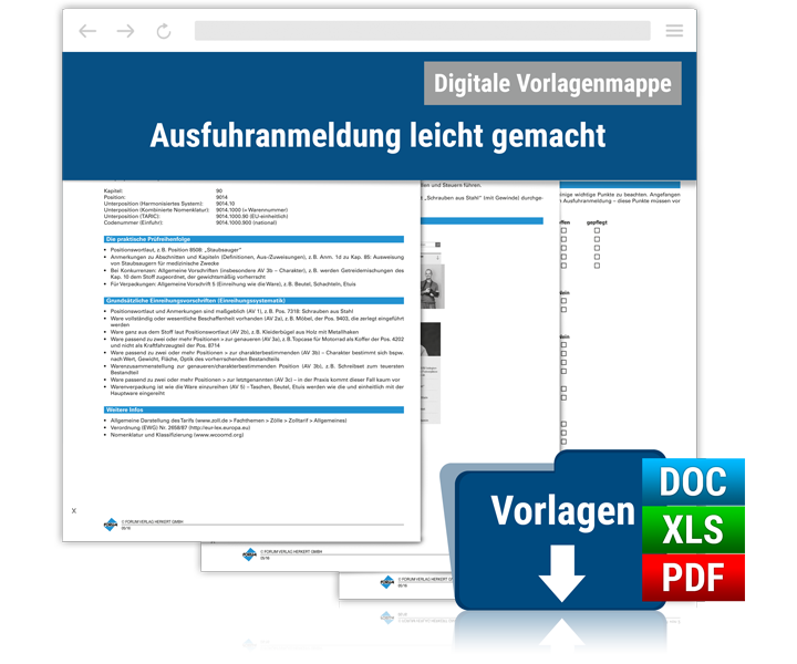 Digitale Vorlagensammlung: Ausfuhranmeldung leicht gemacht