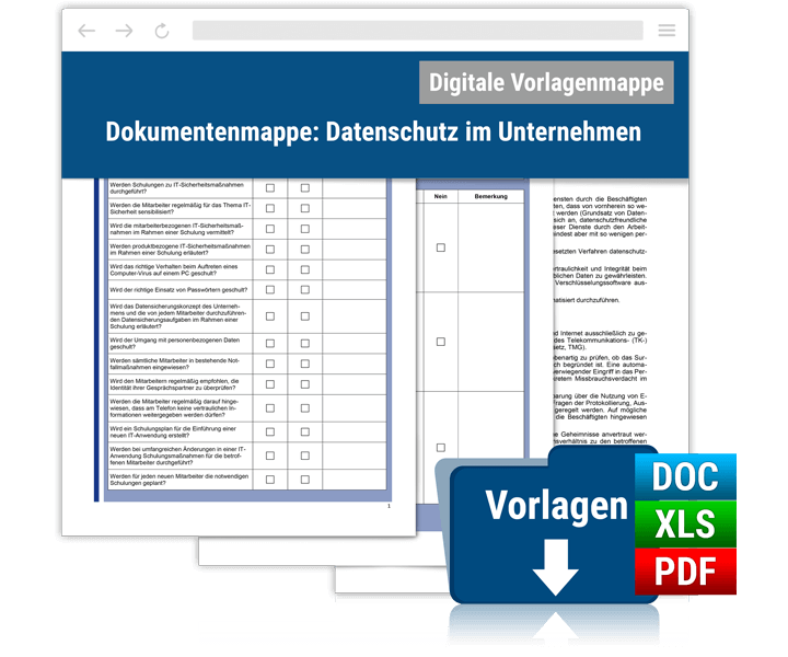 Dokumentenmappe: Datenschutz im Unternehmen