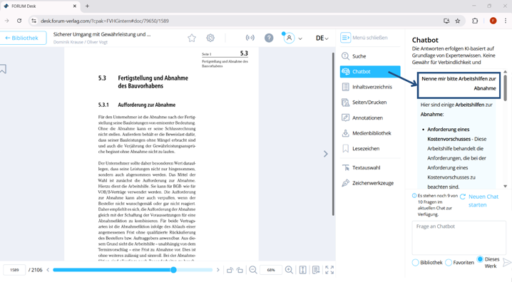 Schritt 1 Chatbot Gewährleistung