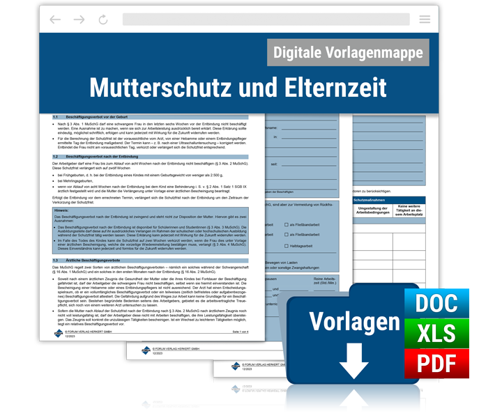 Digitale Vorlagenmappe Mutterschutz und Elternzeit
