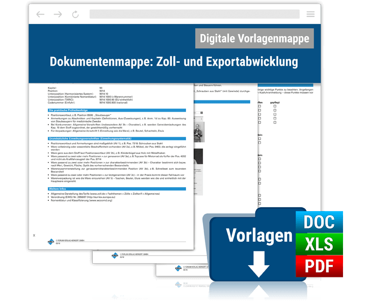 Dokumentenmappe: Zoll und Exportabwicklung