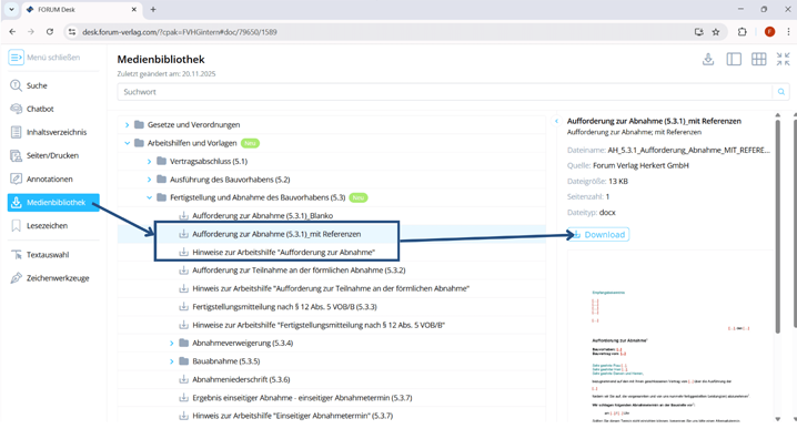Schritt 2 Medienbibliothek Gewährleistung