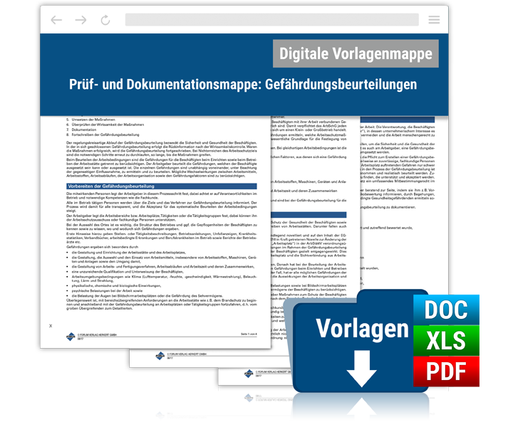 Prüf- und Dokumentationsmappe: Gefährdungsbeurteilungen