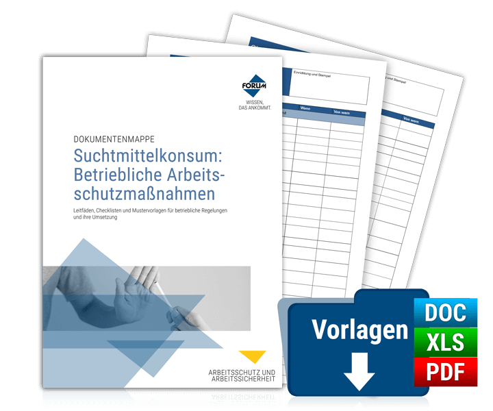 Dokumentenmappe Suchtmittelkonsum: Betriebliche Arbeitsschutzmaßnahmen