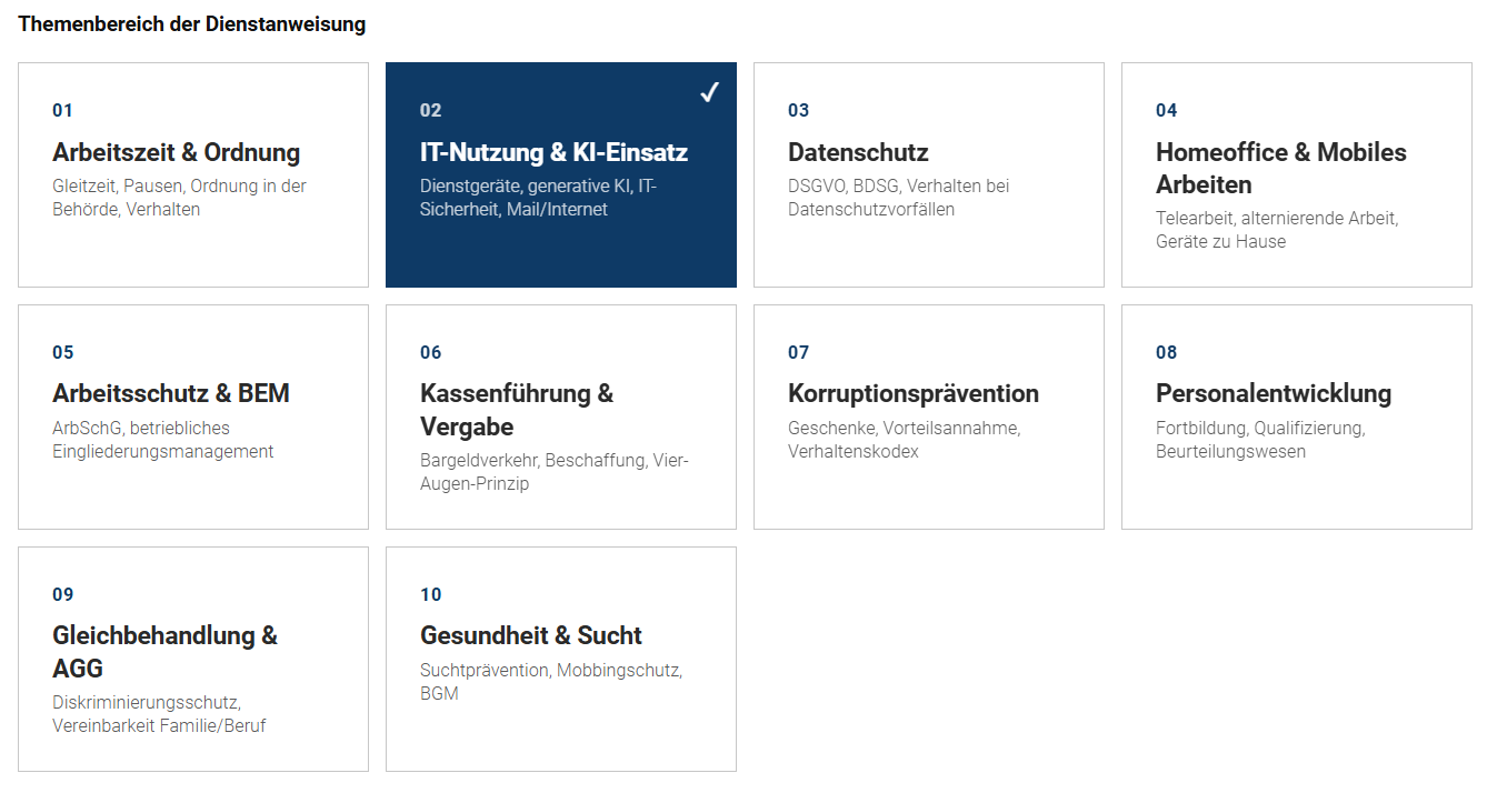 Dienstanweisungsassistent Themenmodule