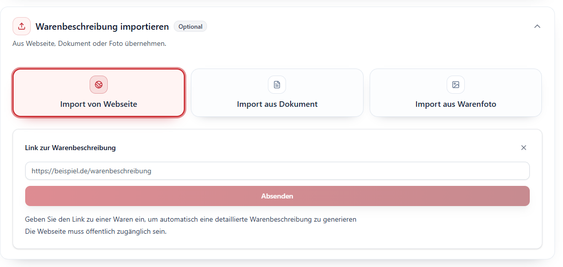 Zolltarif 2. Schritt