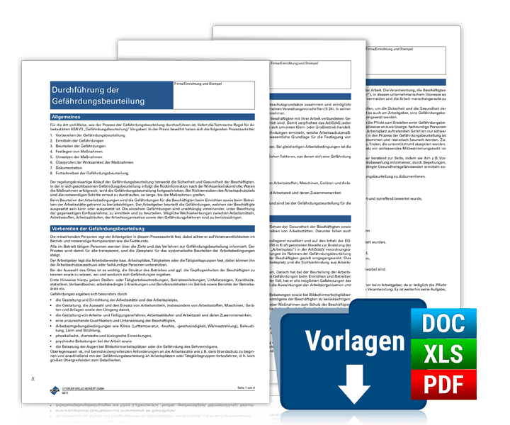 Prüf- und Dokumentationsmappe: Gefährdungsbeurteilungen