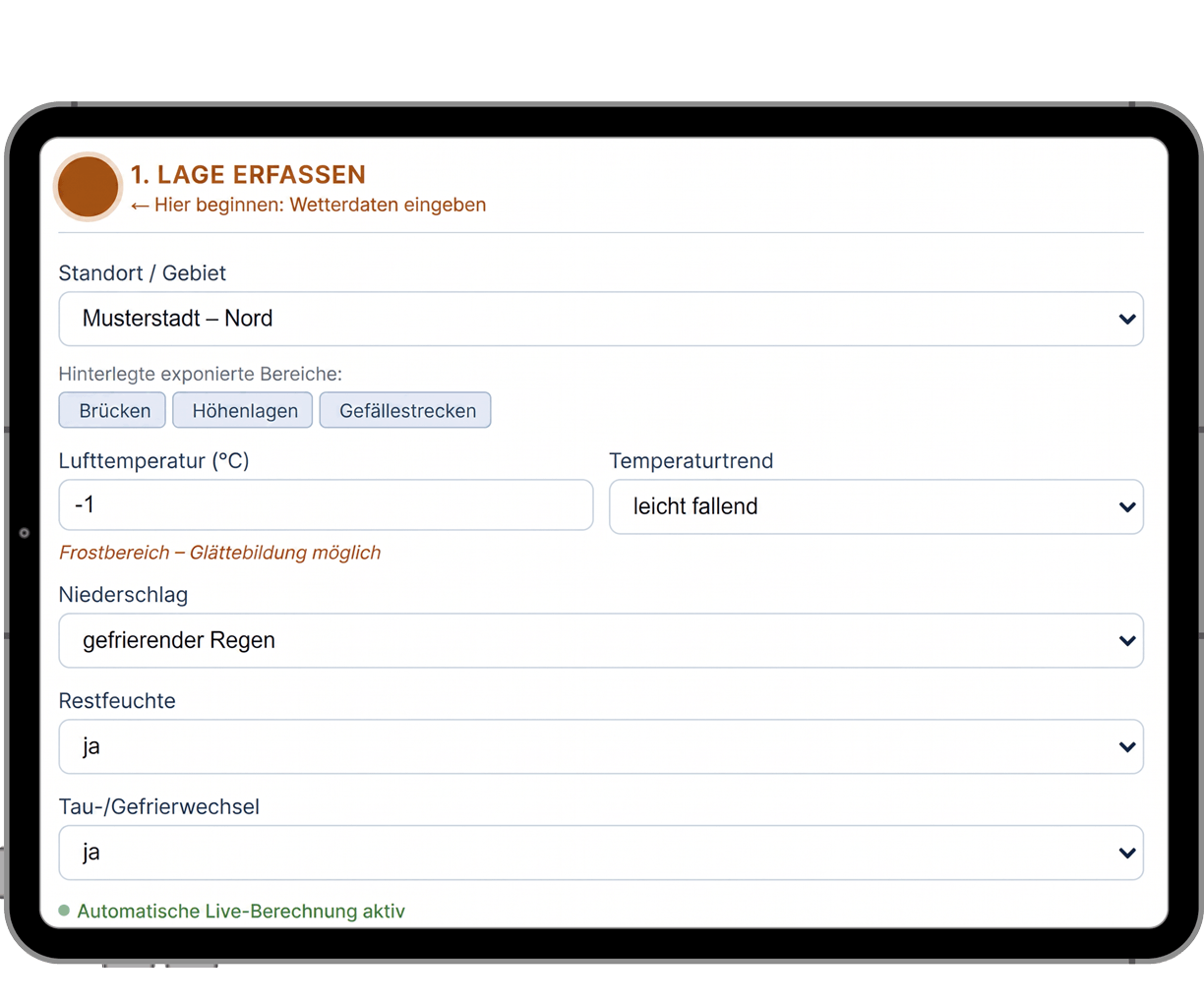 Null Grad Navigator - Lage erfassen