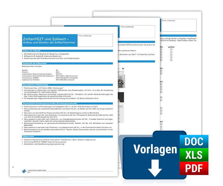 Dokumentenmappe: Zoll und Exportabwicklung