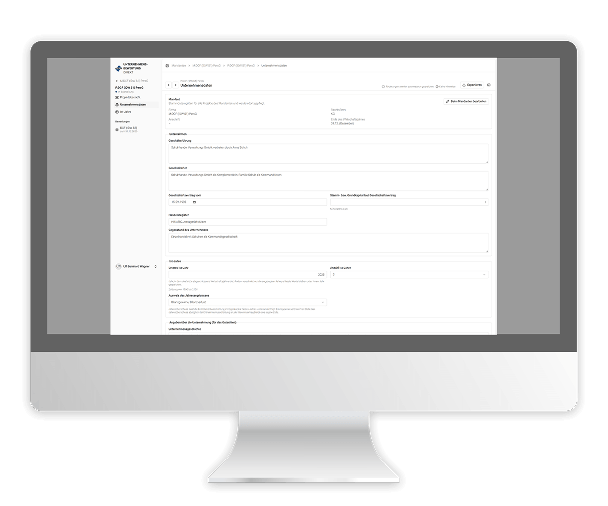 6930 Company Eingabe der Unternehmensdaten