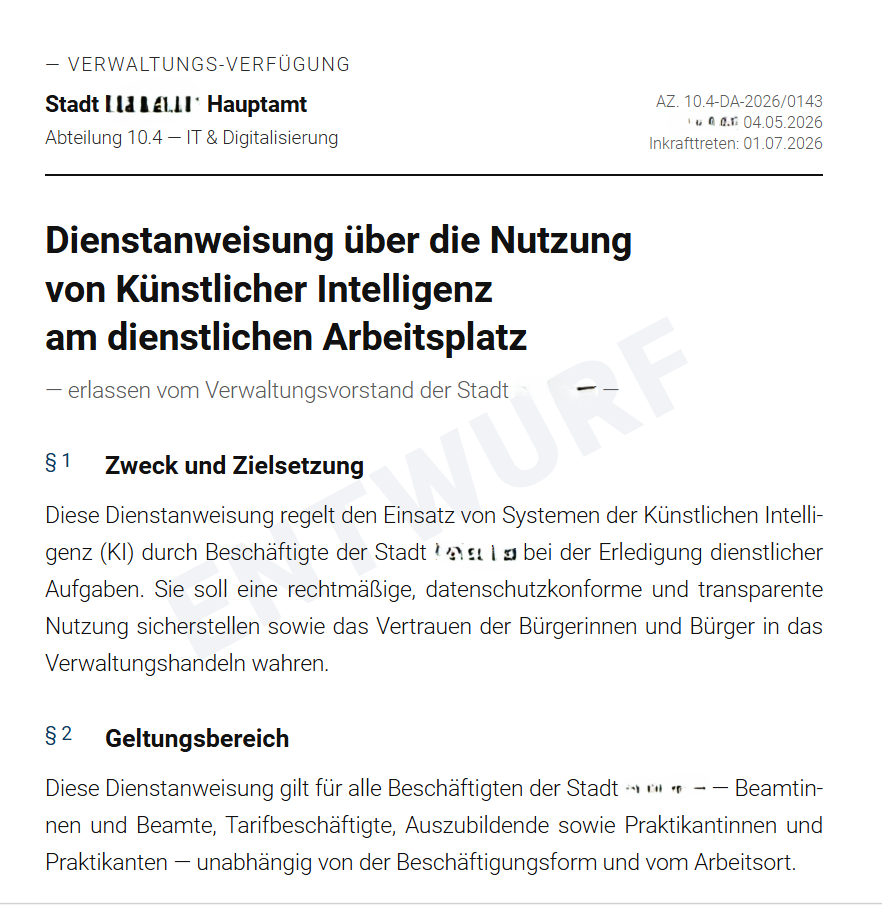 Dienstanweisungsassistent Standardstruktur