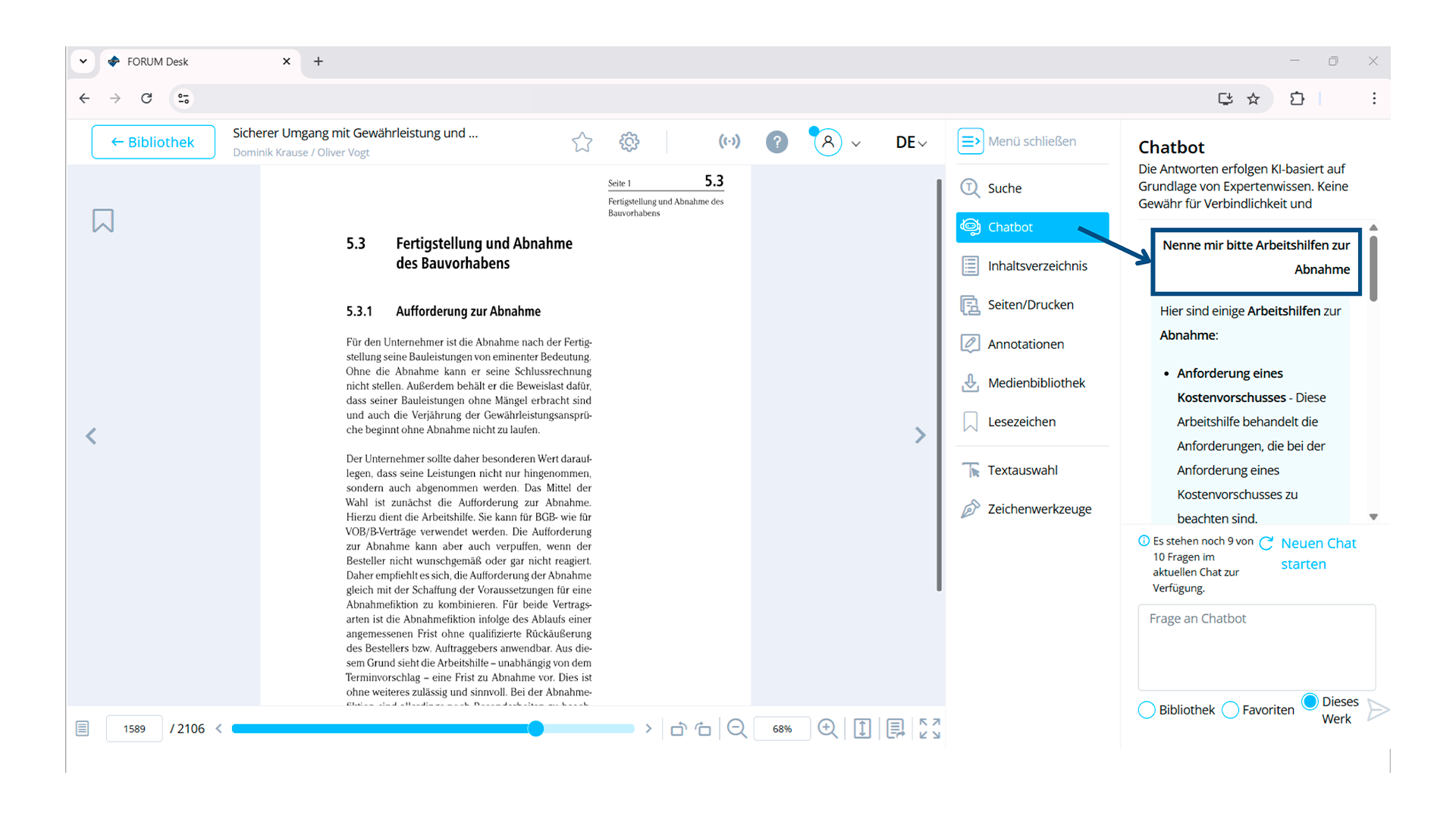 Schritt 1 Chatbot Gewährleistung