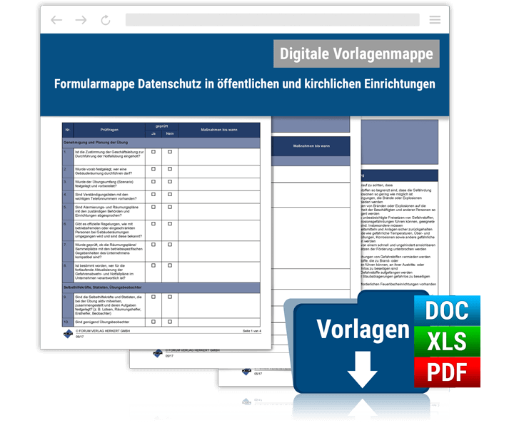 Formularmappe Datenschutz in öffentlichen und kirchlichen Einrichtungen